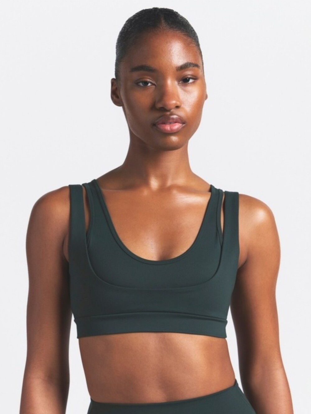 NIKE SKIMS NWT Matte Double Strap Scoop Bra DARK TEAL Size MEDIUM